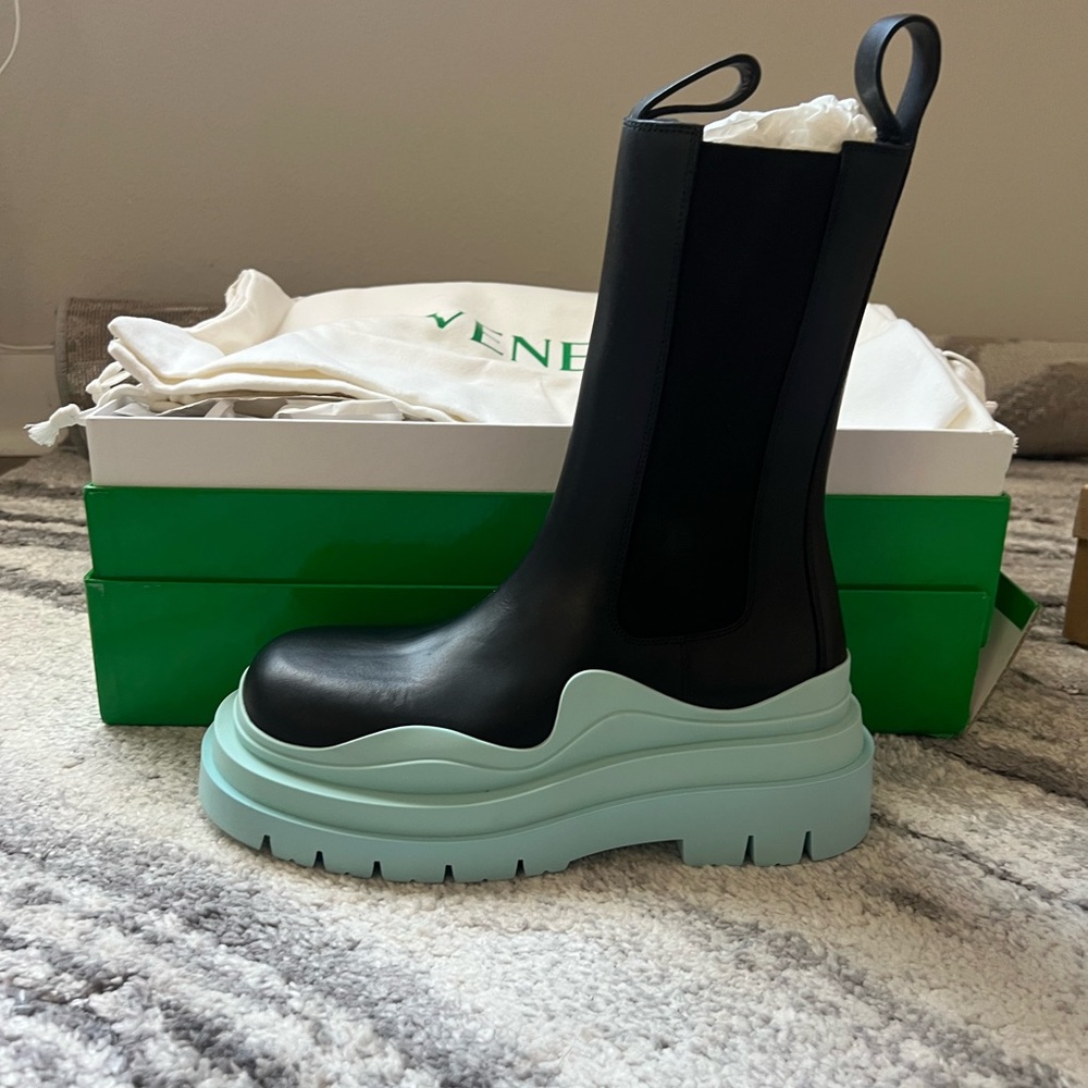 Bottega Veneta , Black and  Baby Blue Women's Boots